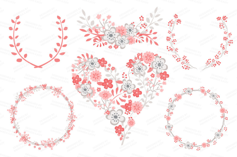 clara-vintage-floral-wedding-heart-clipart-in-coral