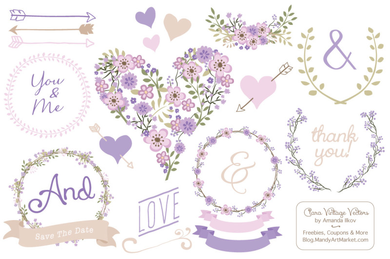 clara-vintage-floral-wedding-heart-clipart-in-lavender