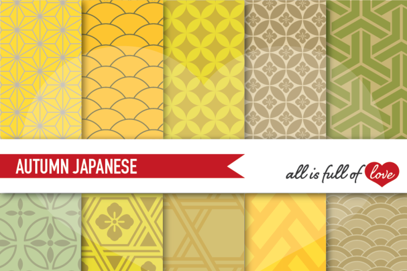 autumn-japanese-patterns-golden-digital-paper-pack