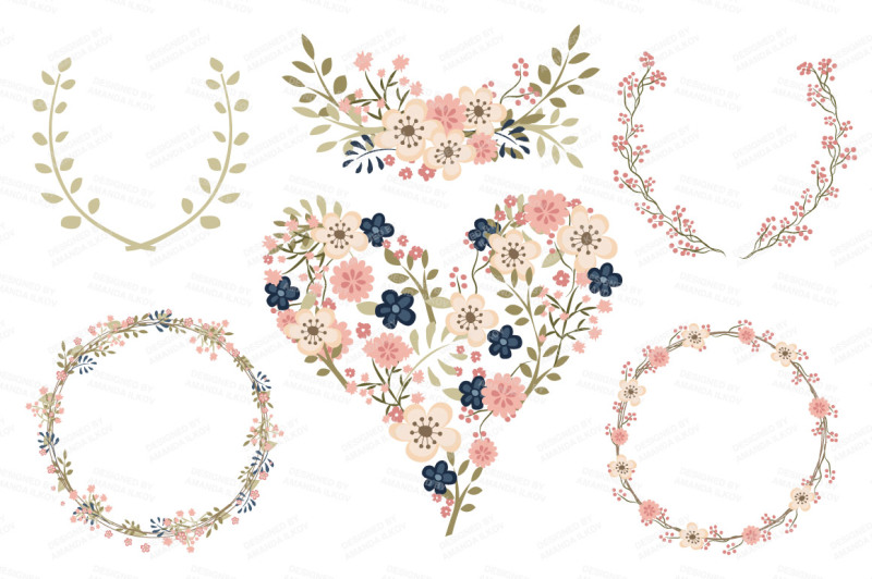 clara-vintage-floral-wedding-heart-clipart-in-navy-and-blush