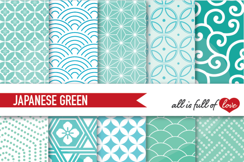 mint-green-japanese-pattern-sheets-jade-digital-paper-pack