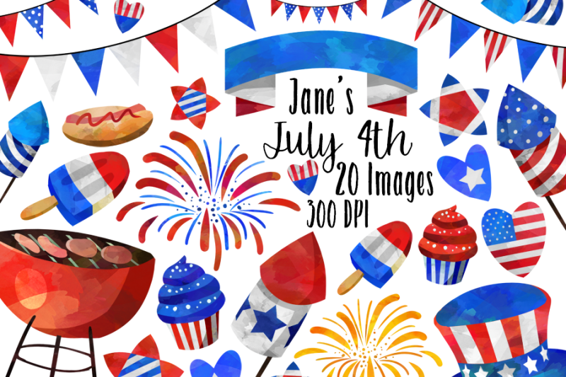 watercolor-july-4th-clipart-set