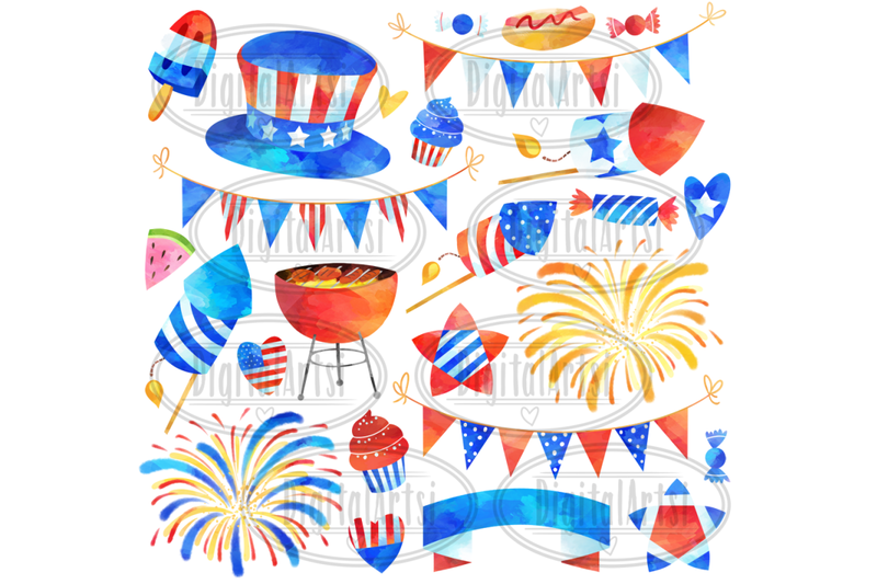 watercolor-july-4th-clipart-set