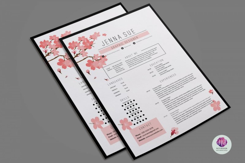 floral-resume-template-cover-letter-template-references-template