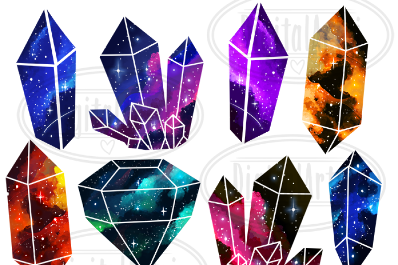 space-crystals-clipart-set
