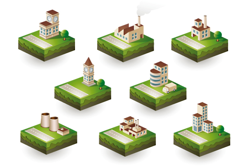 set-of-industrial-icons-isometric