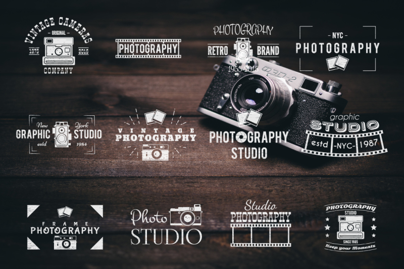 retro-photography-logo-templates-set