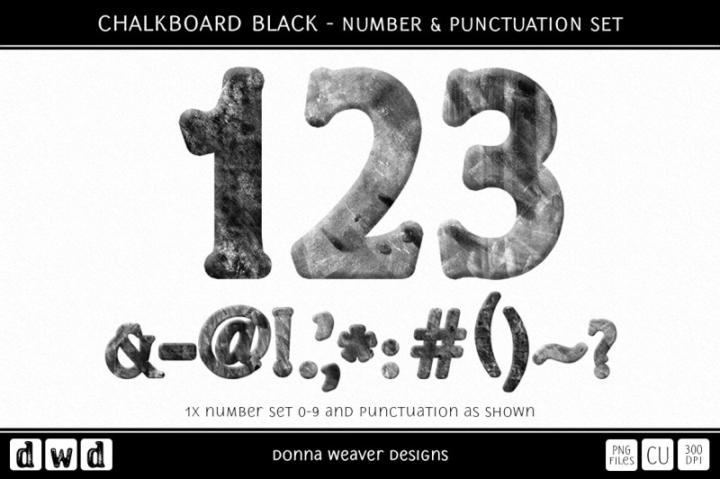 chalkboard-black-number-and-punctuation-set
