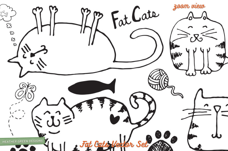 fat-cats-vector-set
