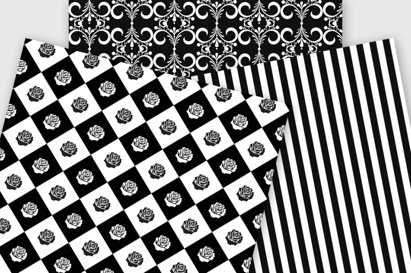 black-and-white-patterned-digital-paper