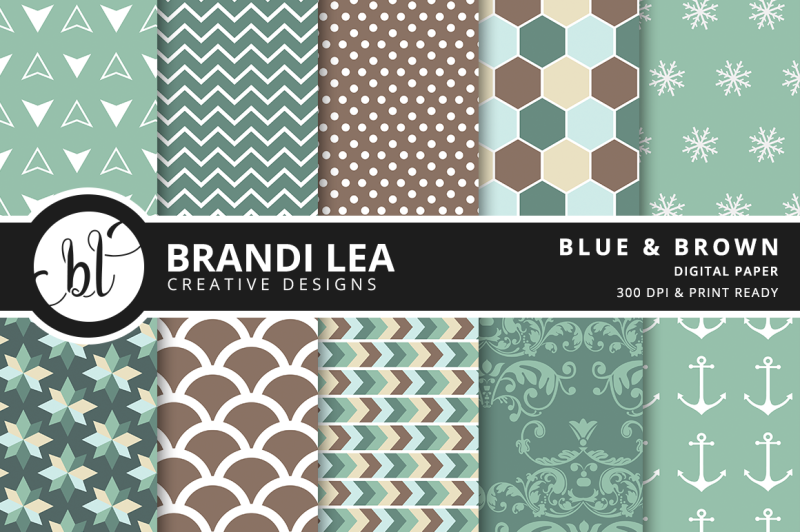 blue-and-brown-patterned-digital-paper