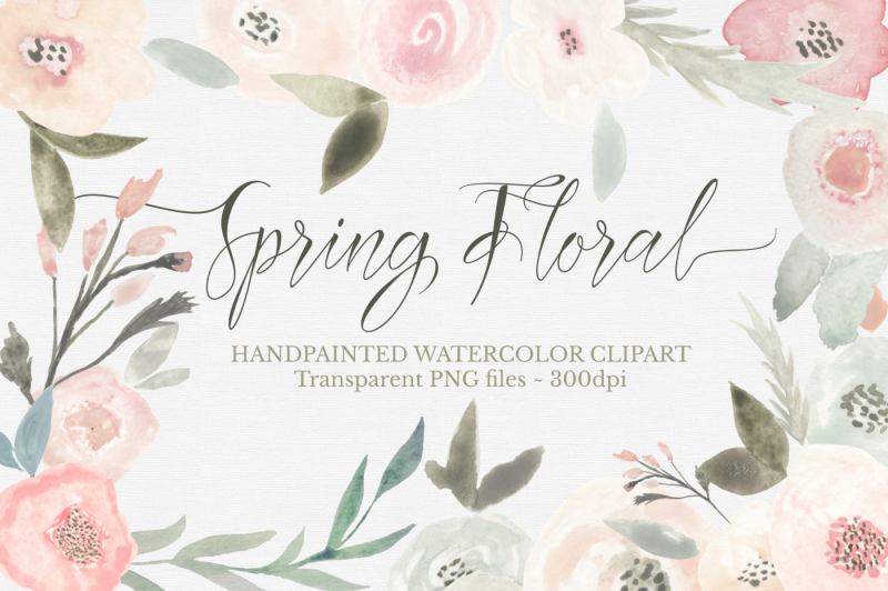 spring-floral-watercolor-clipart-set