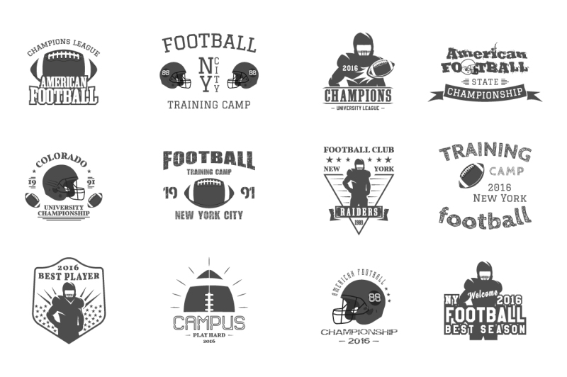 american-football-labels-set