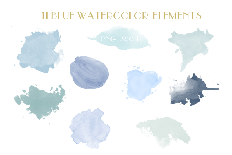 blue-watercolor-elements