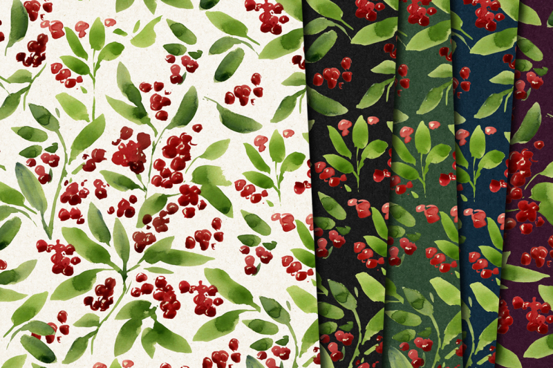 christmas-paper-watercolor-background-floral-pattern-holiday