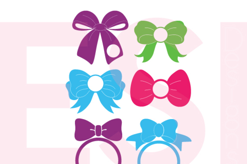 Download Bow Designs with circle for a monogram - SVG, DXF, EPS ...