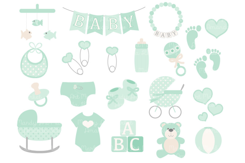 oh-baby-clipart-and-vectors-set-in-mint