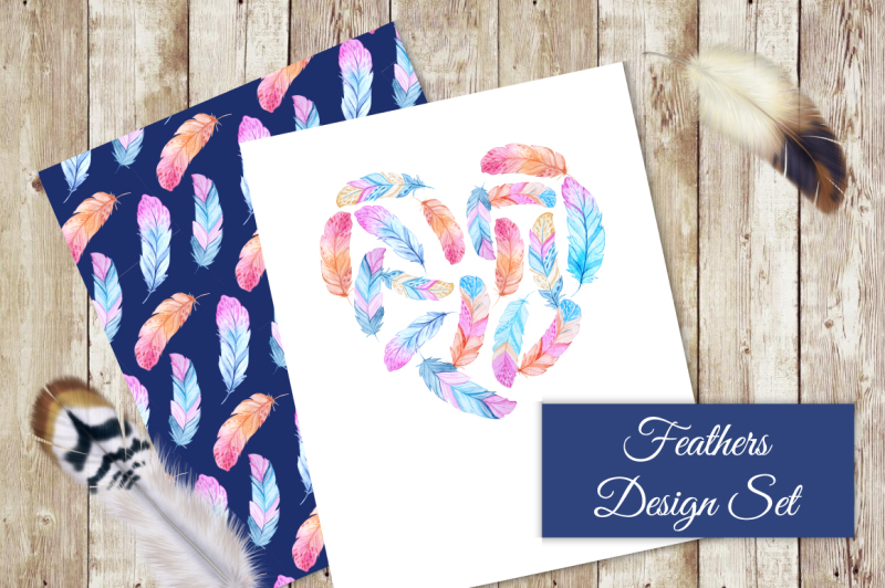 watercolor-feather-cards-and-patterns