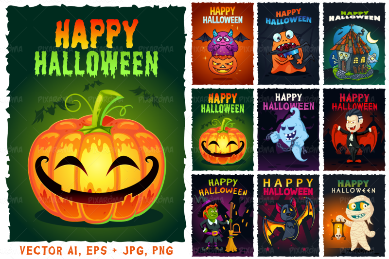 happy-halloween-illustrations-set