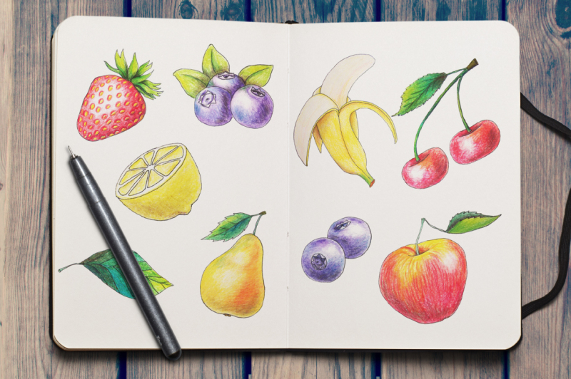 sunny-fruits-hand-drawn-collection