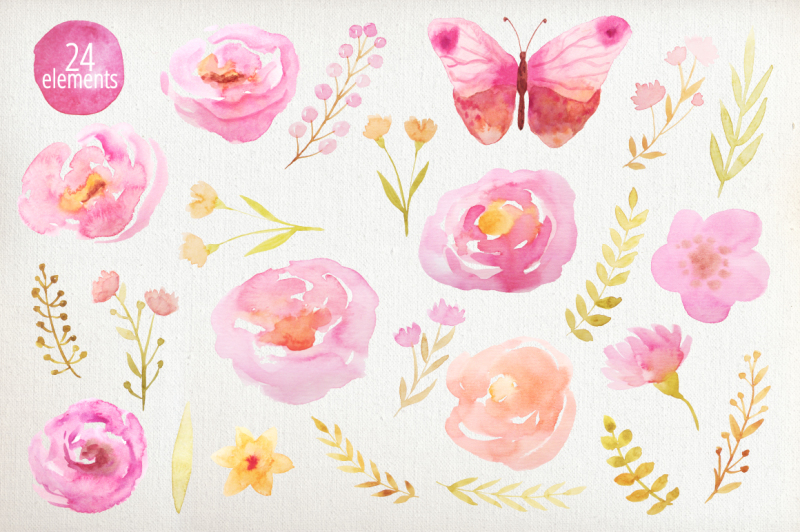 pink-watercolor-floral-clipart