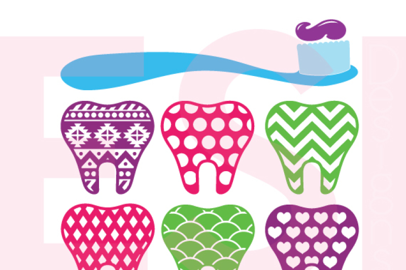 patterned-teeth-and-toothbrush-design-set-dentist-dental-svg-dxf-eps-cutting-files