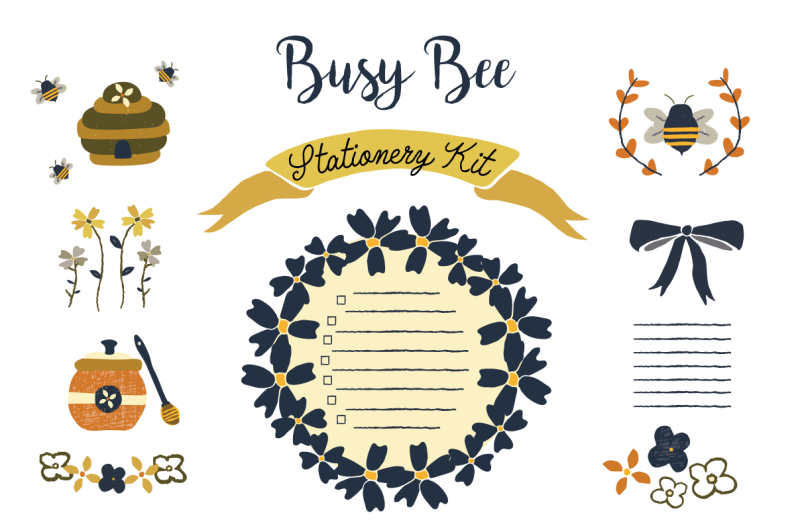 busy-bee-stationery-kit-clip-art