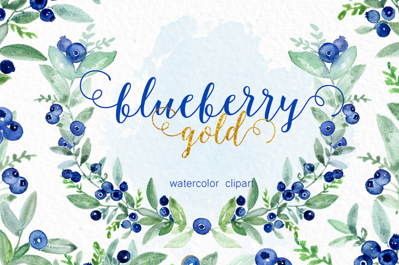 blueberry-gold-watercolor-clipart