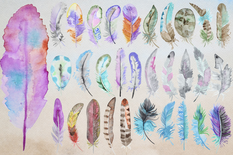 watercolor-feather-set