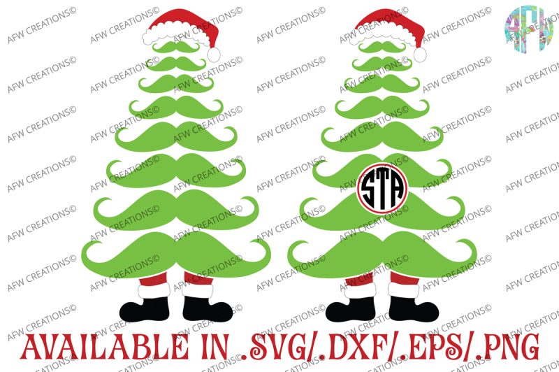 mustache-monogram-trees-svg-dxf-eps-cut-files