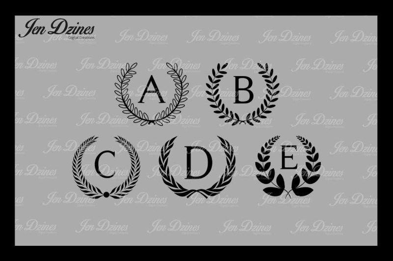 Download Monogram Wreath SVG DXF EPS PNG By Jen Dzines ...