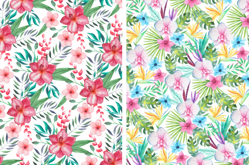 tropical-floral-seamless-patterns