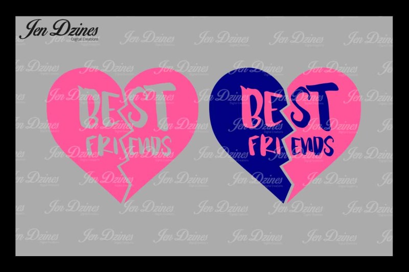 Download Best Friend Split Heart SVG DXF EPS PNG By Jen Dzines ...