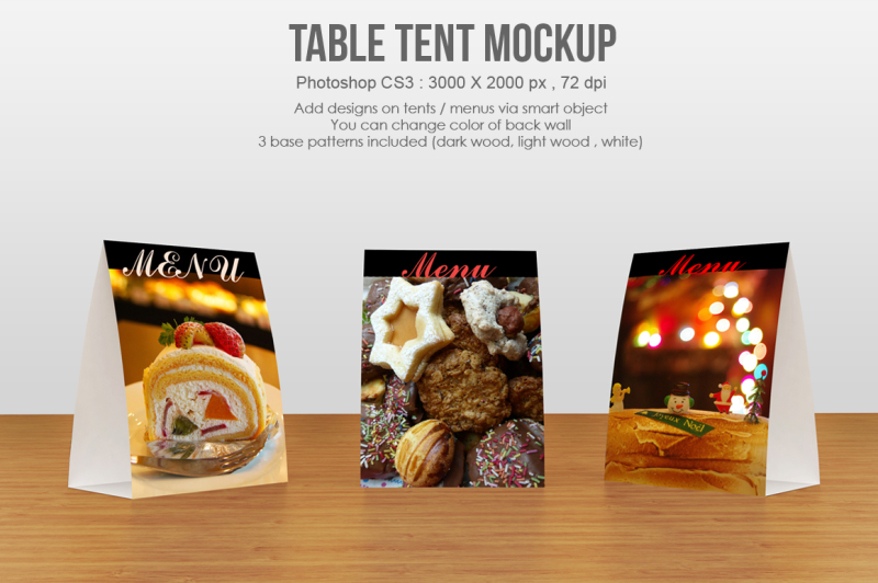 Free Table tent / menu Mockup (PSD Mockups)