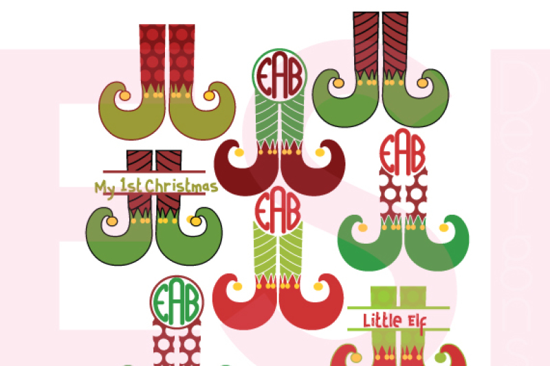 Elf Leg Monogram Designs - SVG, DXF, EPS & PNG - Cutting Files By ESI Designs | TheHungryJPEG.com