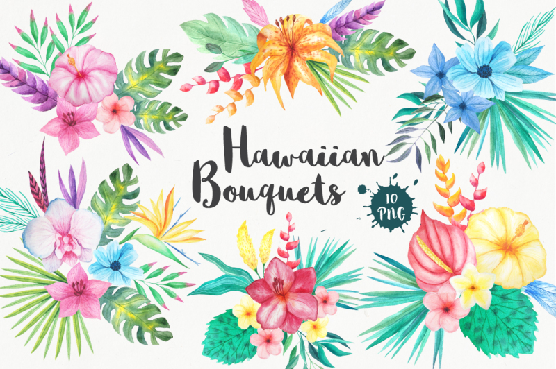 tropical-bouquets-clipart-set