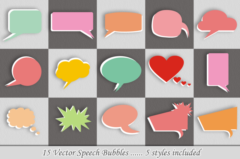 15-speech-bubbles-5-styles-vector