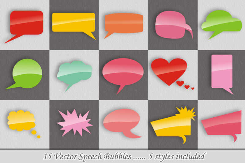 15-speech-bubbles-5-styles-vector