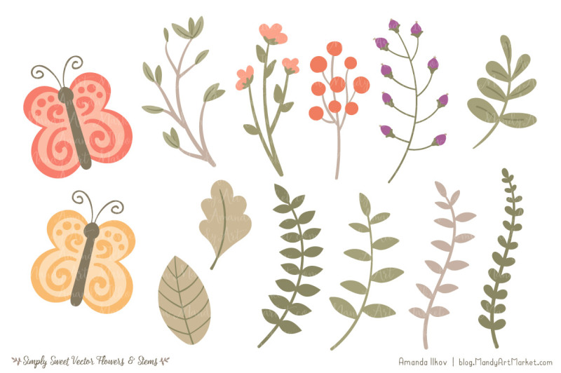 simply-sweet-vector-flowers-and-stems-clipart-in-antique-peach