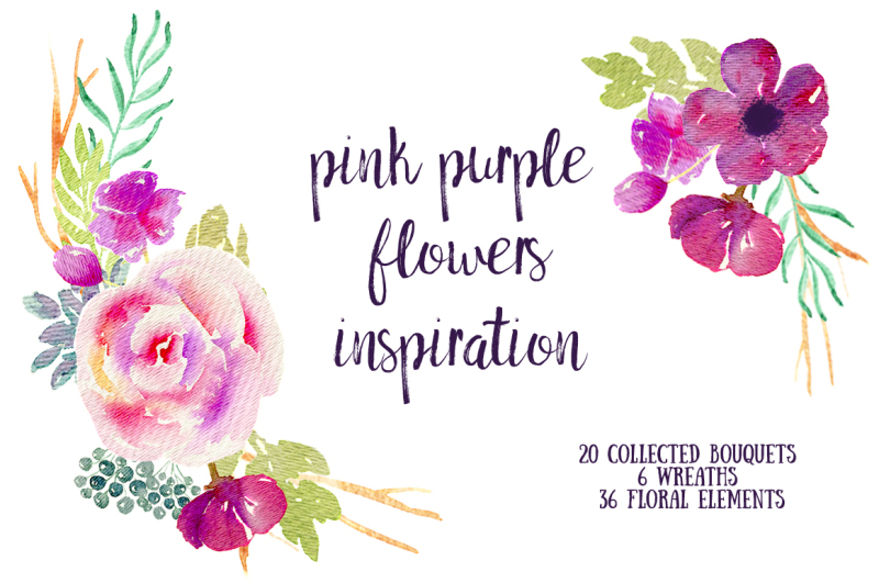 watercolor-pink-purple-flowers