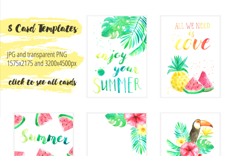 tropical-card-templates-set