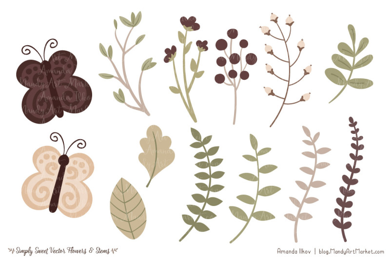 simply-sweet-vector-flowers-and-stems-clipart-in-chocolate