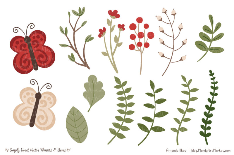 simply-sweet-vector-flowers-and-stems-clipart-in-christmas