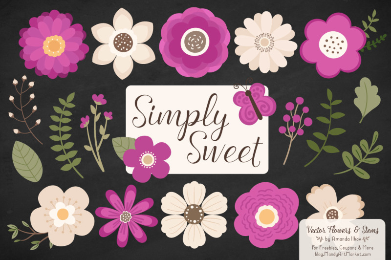 simply-sweet-vector-flowers-and-stems-clipart-in-fuchsia