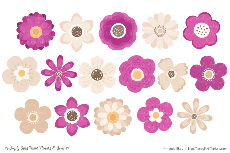 simply-sweet-vector-flowers-and-stems-clipart-in-fuchsia