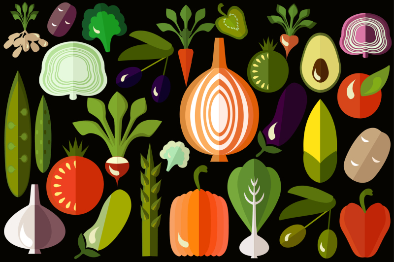 flat-icons-of-fruits-and-vegetable