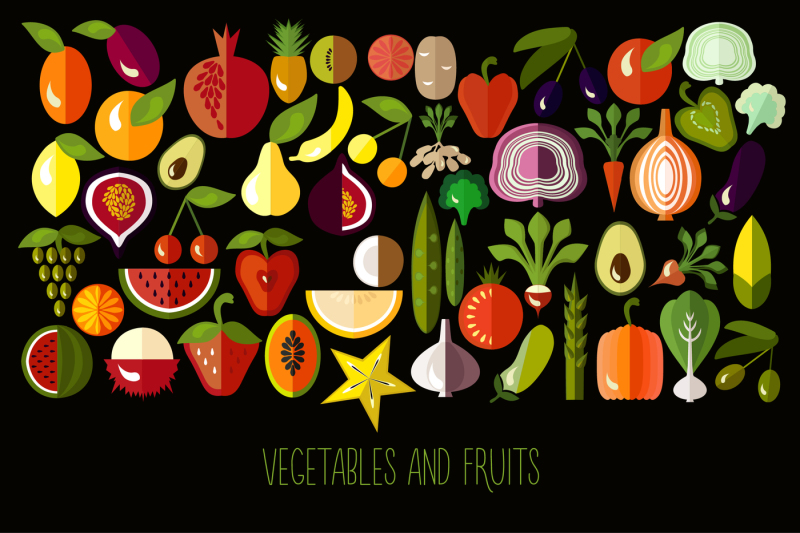 flat-icons-of-fruits-and-vegetable