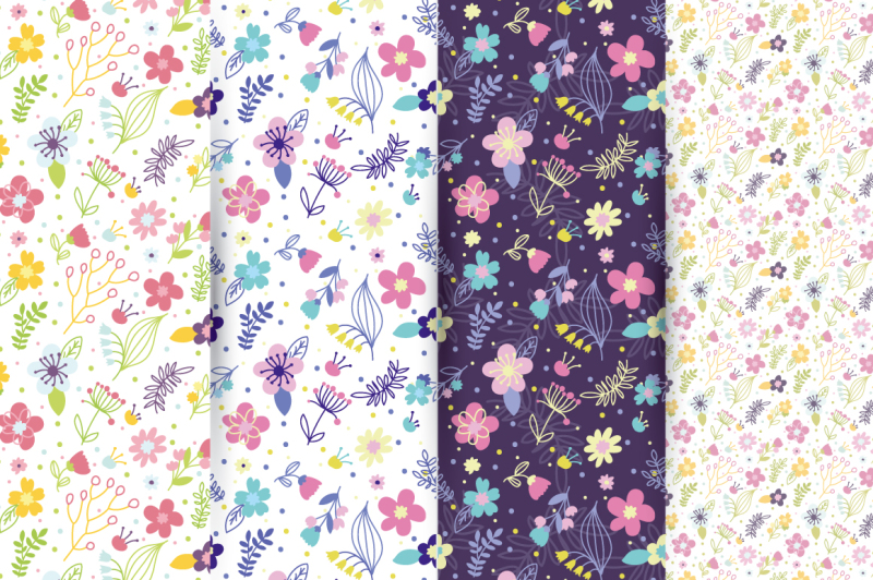 floral-set-42-elements-and-4-patterns