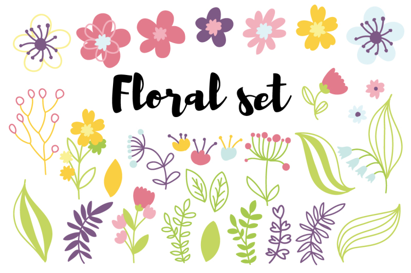 floral-set-42-elements-and-4-patterns