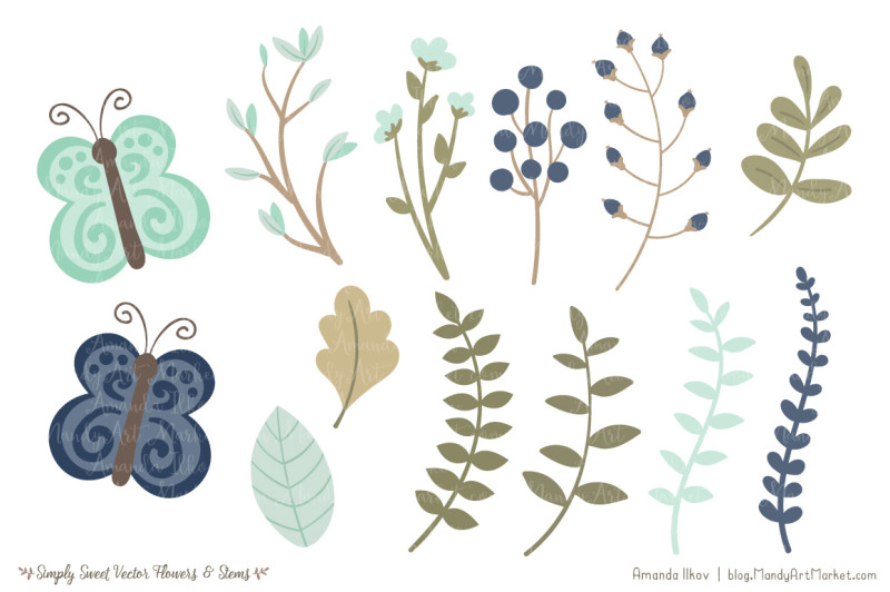 simply-sweet-vector-flowers-and-stems-clipart-in-navy-and-mint